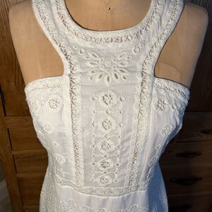 NWT Anthropologie Maeve White Embroidered Dress